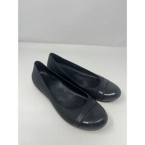 Women's Crocs Black Cap Toe Ballet Flats Size 9